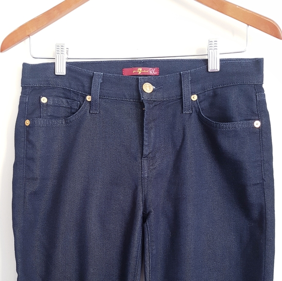 7 FOR ALL MANKIND Blue Skinny Back Zip Ankle Jeans - Picture 3 of 9